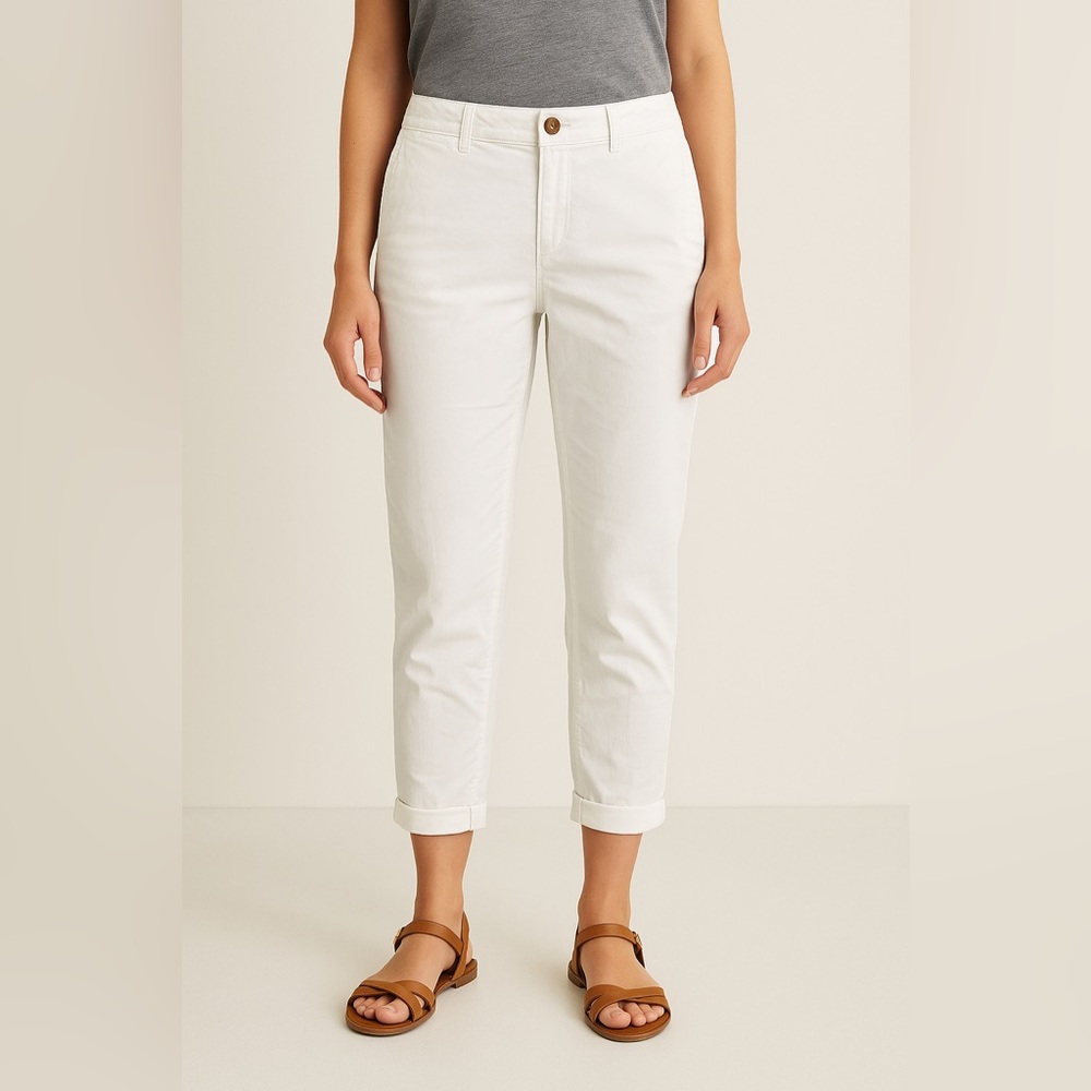 GAP Women’s White Khakis Pants Size 6R Vintage Rolled Crop Chino Casual Summer